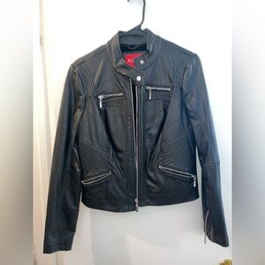 Guess Black Leather Moto Jacket